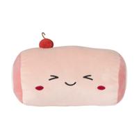 Knuffelkussen kers - roze - ø12x21 cm