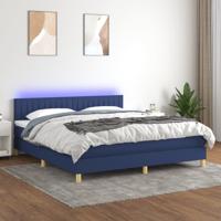 Boxspring met matras en LED stof blauw 160x200 cm