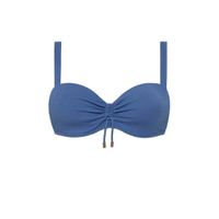Beachlife strapless bandeau bikinitop blauw - thumbnail