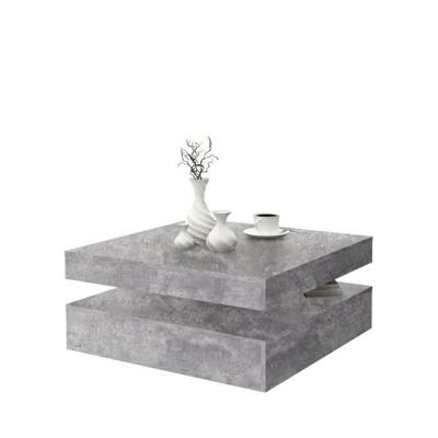 Vierkante draaibare salontafel - Spaanplaat - Lichtgrijs betondecor - Klassiek - L 78 x D 78 x H 35,4 cm - KOFFIE