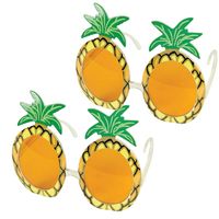 6x stuks tropische Hawaii thema verkleed bril met ananas glazen