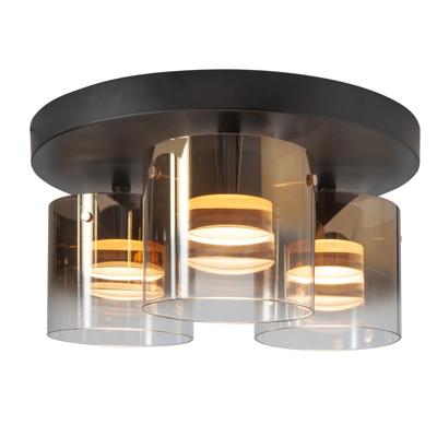Highlight 3-lichts plafondlampSalerno zwart met goud glas - P6428.36