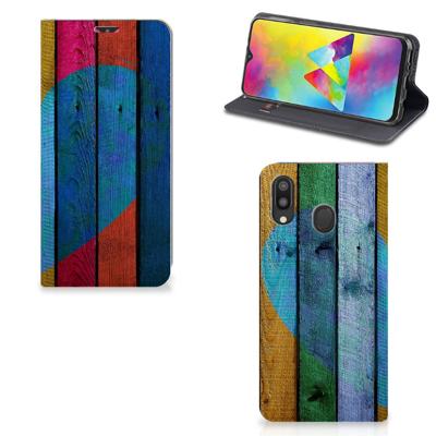 Samsung Galaxy M20 Book | Wallet Case | Wood Heart - Cadeau voor je Vriend