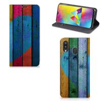 Samsung Galaxy M20 Book | Wallet Case | Wood Heart - Cadeau voor je Vriend
