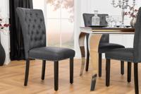 Chesterfield Stoel CASTLE Zwart Kunstleer Rubber Hout Decoratieve Klinknagels - 44588