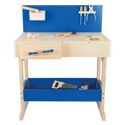 Small Foot houten speelgoedwerkbank blauw met accessoires