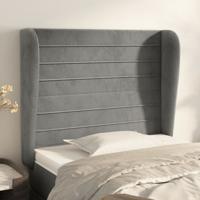 Hoofdbord met randen 83x23x118/128 cm fluweel lichtgrijs