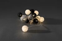LED Decoratieve lichtsnoer, 16 zwarte/ grijze/ witte textielbollen, 3136-573