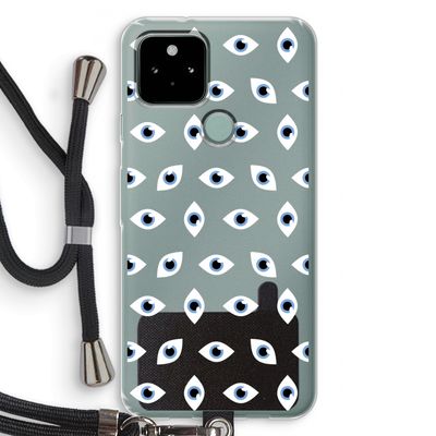 Eyes pattern: Pixel 5 Transparant Hoesje met koord