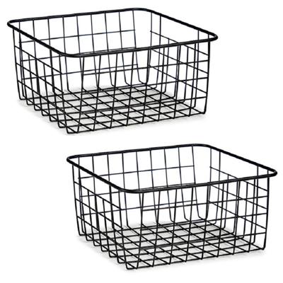 Industriele draadmand - Set van 6x stuks - zwart - metaal - 28 x 22 x 13 cm - opbergmand - woonacces