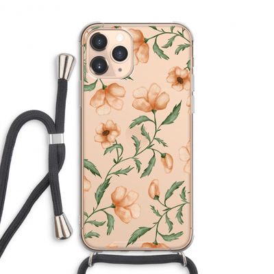 Peachy flowers: iPhone 11 Pro Max Transparant Hoesje met koord