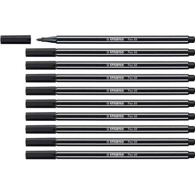 Markeerstiften Stabilo Pen 68 Zwart (10 Onderdelen)