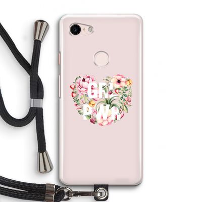 GRL PWR Flower: Pixel 3 Transparant Hoesje met koord
