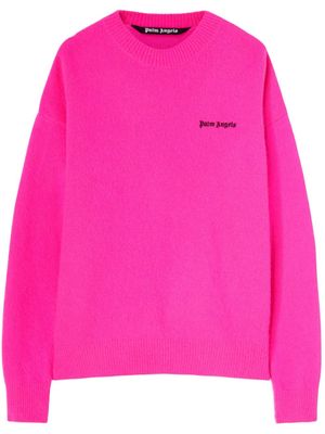 Palm Angels pull en laine mélangée à logo brodé - Rose