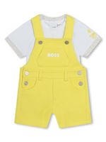 BOSS Kidswear ensemble salopette-t-shirt à logo brodé - Jaune