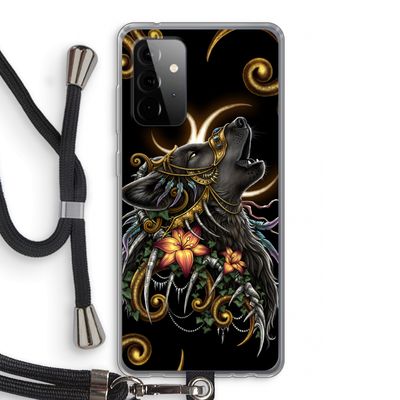 Huilende Wolf: Samsung Galaxy A72 5G Transparant Hoesje met koord