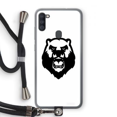 Angry Bear (white): Samsung Galaxy A11 Transparant Hoesje met koord