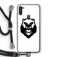 Angry Bear (white): Samsung Galaxy A11 Transparant Hoesje met koord