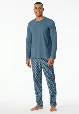 Pyjama heren Katoen lange mouw- Atlantic Blue - Zonder boordjes