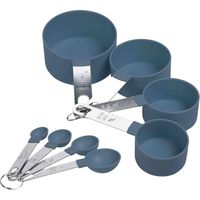 2x stuks Maatschepjes/maatlepeltjes set van 4x stuks - blauw - kunststof - RVS - Maatschepjes
