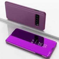 Galvaniseren spiegel horizontale Flip lederen case voor Galaxy S10 5G met houder (paars)
