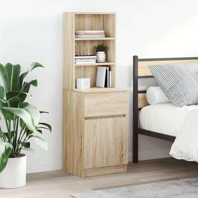 Nachtkastje 39x35x125 cm bewerkt hout sonoma eikenkleurig