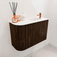 Toiletmeubel Mondiaz Joya | 61.6 cm | Meubelkleur Walnut | Faye wastafel Talc Rechts | 1 kraangat Toiletmeubel Mondiaz Joya | 61.6 cm | Meubelkleur Walnut | Faye wastafel Talc Rechts | 1 kraangat