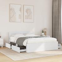 Bedframe met hoofdeinde zonder matras 120x200 cm wit