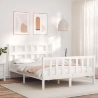 Bedframe zonder matras massief grenenhout wit 140x190 cm
