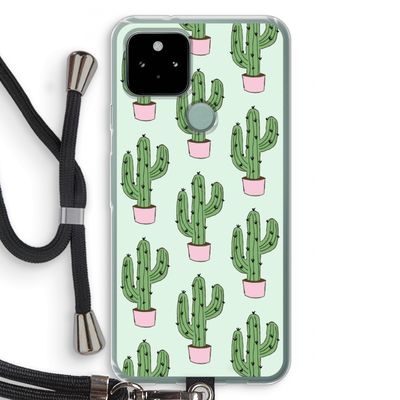 Cactus Lover: Pixel 5 Transparant Hoesje met koord