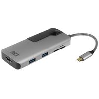 ACT AC7021 USB-C naar HDMI female adapter met PD Pass-Through, 4K, USB-A , USB-C port, kaartlezer - thumbnail