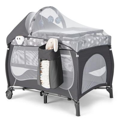 5-In-1 Babybed Draagbaar Bijzetbed Reisbed met Opvouwbare Matras Luiertafel Baldakijn Draagtas voor Baby's tot 36 Maanden Grijs