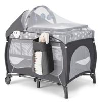 5-In-1 Babybed Draagbaar Bijzetbed Reisbed met Opvouwbare Matras Luiertafel Baldakijn Draagtas voor Baby's tot 36 Maanden Grijs