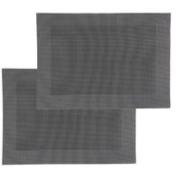 Set van 4x stuks placemats zwart texaline 50 x 35 cm - Placemats - thumbnail