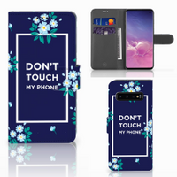 Samsung Galaxy S10 Portemonnee Hoesje Flowers Blue DTMP - thumbnail