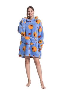 Friet & hamburger snuggie met capuchon - fleece poncho