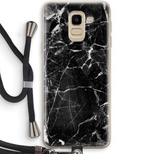 Zwart Marmer 2: Samsung Galaxy J6 (2018) Transparant Hoesje met koord