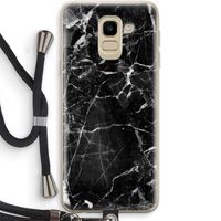Zwart Marmer 2: Samsung Galaxy J6 (2018) Transparant Hoesje met koord