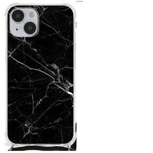 iPhone 14 Plus Anti-Shock Hoesje Marmer Zwart - Origineel Cadeau Vader