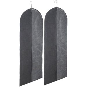 Set van 2x stuks kleding/beschermhoezen linnen grijs 130 cm - Kledinghoezen