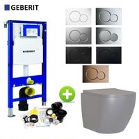 Geberit UP320 Toiletset Compleet | Inbouwreservoir | Mudo Mat Grijs Randloos | Drukplaat - thumbnail