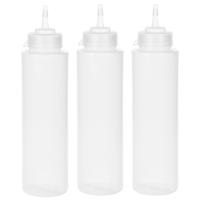 Doseerfles/sausfles transparant - 3x - kunststof - met schenktuit - 750 ml - 28 x 7 cm