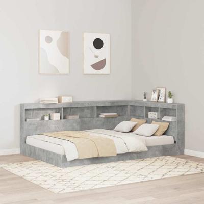 Opberghoofdbord met plank Betongrijs 120 cm Bewerkt hout