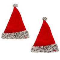 2x stuks pluche kerstmutsen met luipaard print vor volwassenen - thumbnail