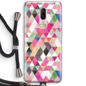 Gekleurde driehoekjes: OnePlus 6 Transparant Hoesje met koord
