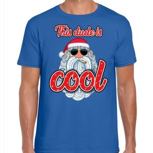 Fout kerst shirt Stoere kerstman this dude is cool blauw heren