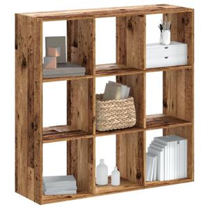 Boekenkast 102x32x102 cm bewerkt hout oud houtkleurig