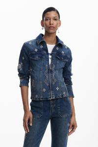 Denim jack met borduursels - BLUE - XS