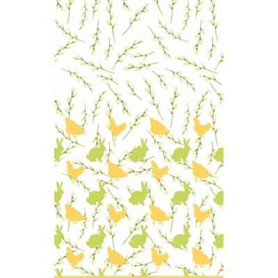 Duni Pasen tafelkleed/tafellaken konijnen en hanen - geel / groen - 138 x 220 cm - papier