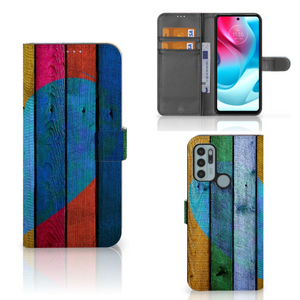 Motorola Moto G60s Book Style Case Wood Heart - Cadeau voor je Vriend